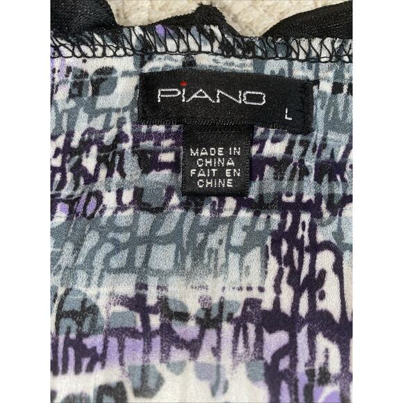 VTG PIANO Women’s Blouse Multicolored Blouse Size L Bell Sleeves Fairy 90S Y2K - Picture 3 of 8